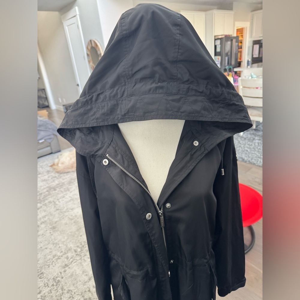 Michael Kors Black Hooded Anorak Utility Jacket Zip Front Drawstring Waist - Picture 7 of 8
